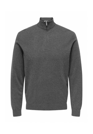 Only & Sons, ONSLOUI REG 12 MEL HALF ZIP KNIT NOOS - Pullover - dark grey melange