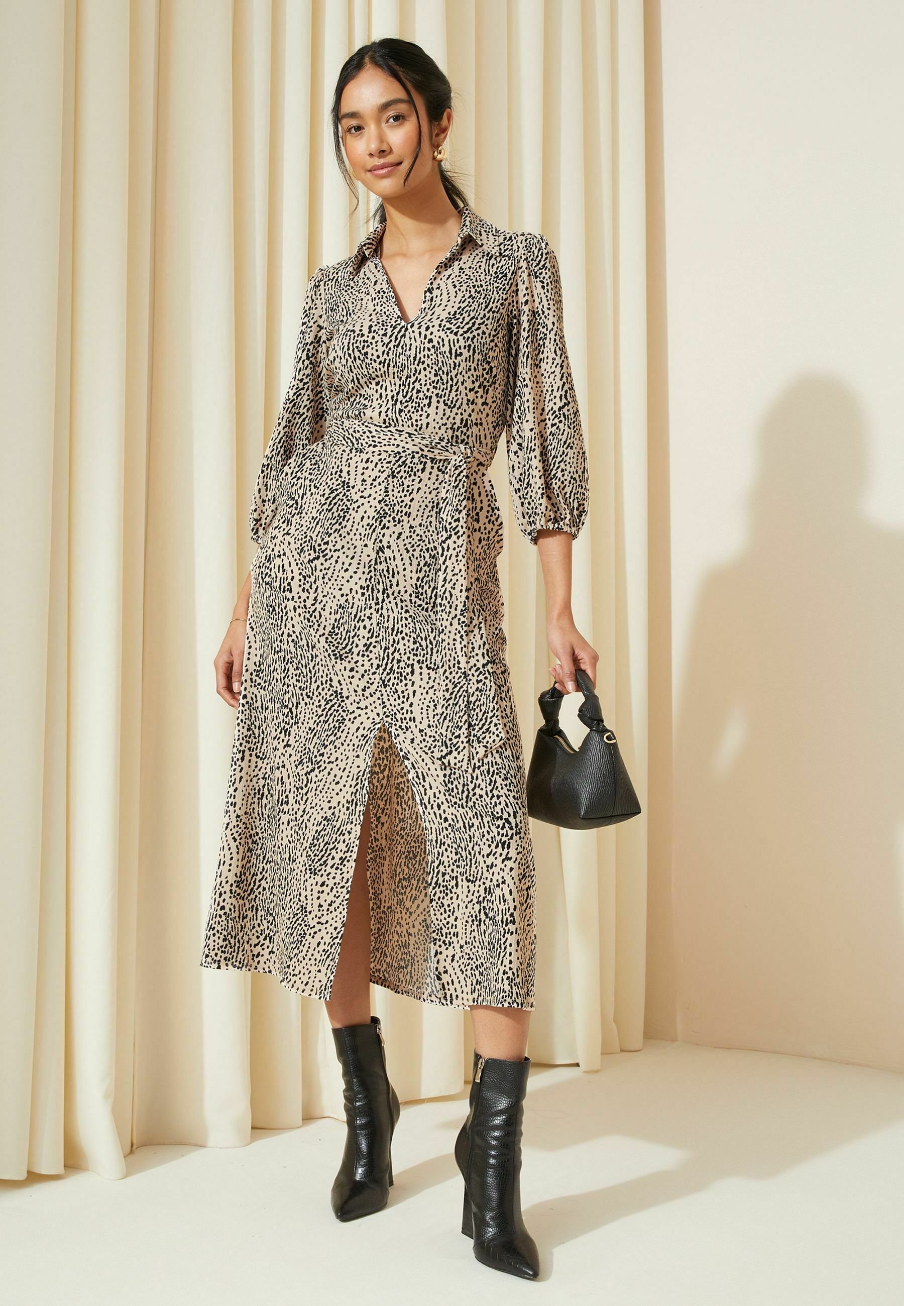 zero MIDI MIT PÜNKTCHENDRUCK - Shirt dress - creamblack