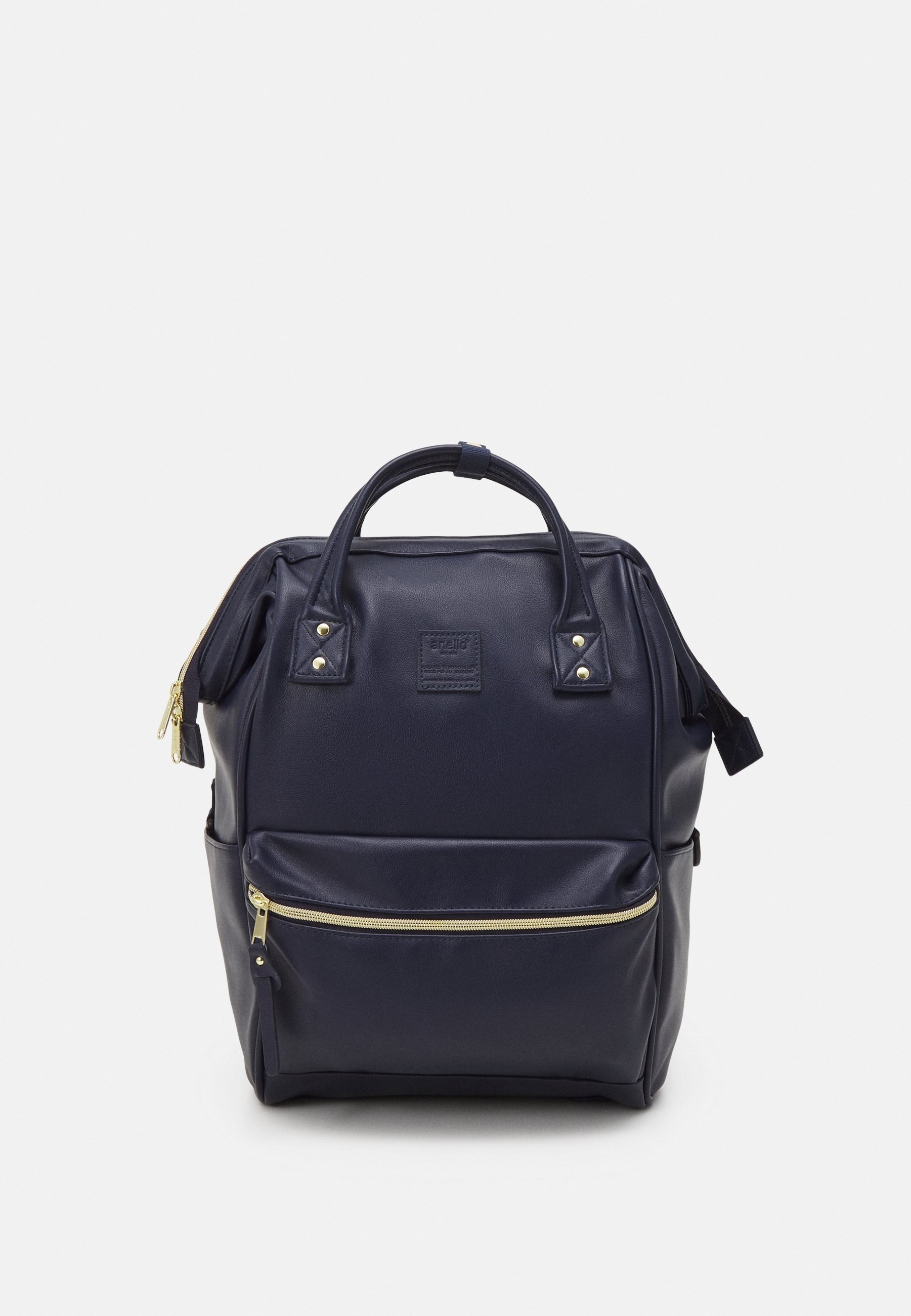 anello backpack leather navy blue Cross Bottle Large in Signature backpack model with hinge clasp opening Anello small backpack - Gem