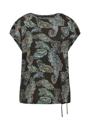 Cecil, KURZARM SHIRT MIT BOAT NECK UND RAFFUNG - T-shirt con stampa - raw khaki