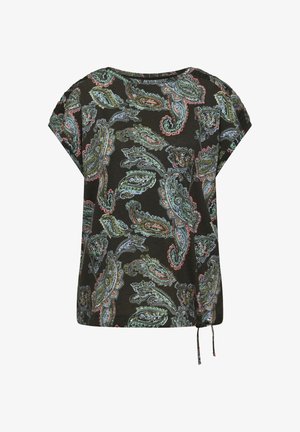 Cecil, KURZARM SHIRT MIT BOAT NECK UND RAFFUNG - T-shirt con stampa - raw khaki