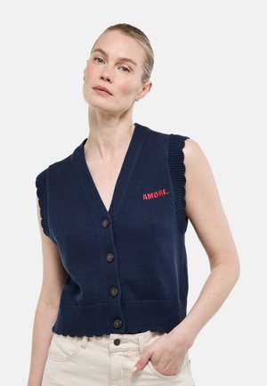 PULL SANS MANCHES À JACQUARD COEUR AU DOS - Veste sans manches - marine