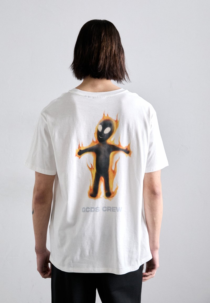 GCDS - WIRDO FLAMES - T-shirt imprimé - bone, Agrandir