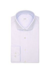 Lichtblauw overhemd van katoen. Voorzien van een klassieke kraag, knoopsluiting en manchetten met één knoop. Zachte textuur met een gladde afwerking.