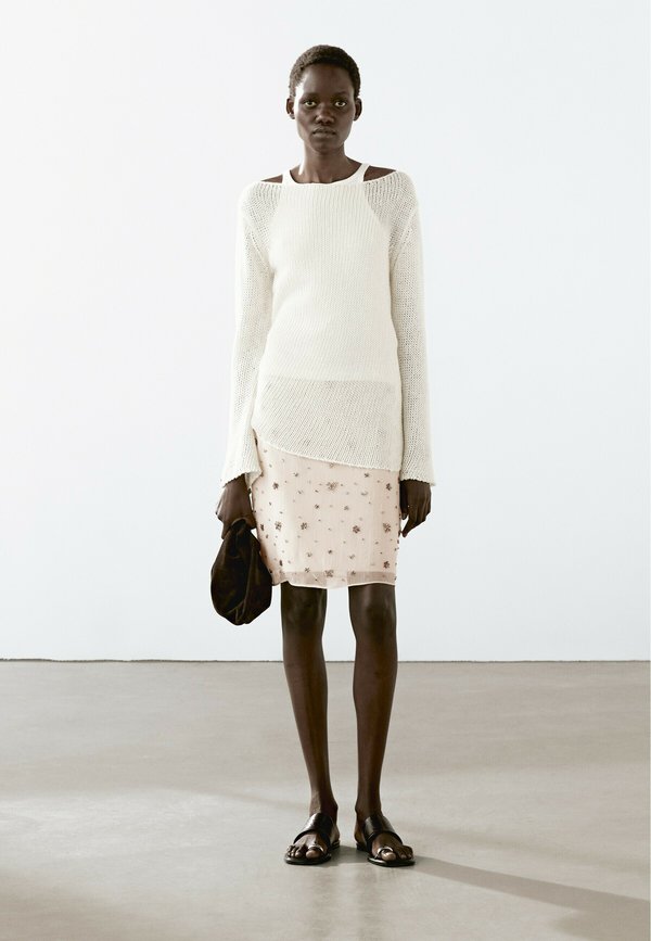 WITH RHINESTONES  - A-line skirt - beige4