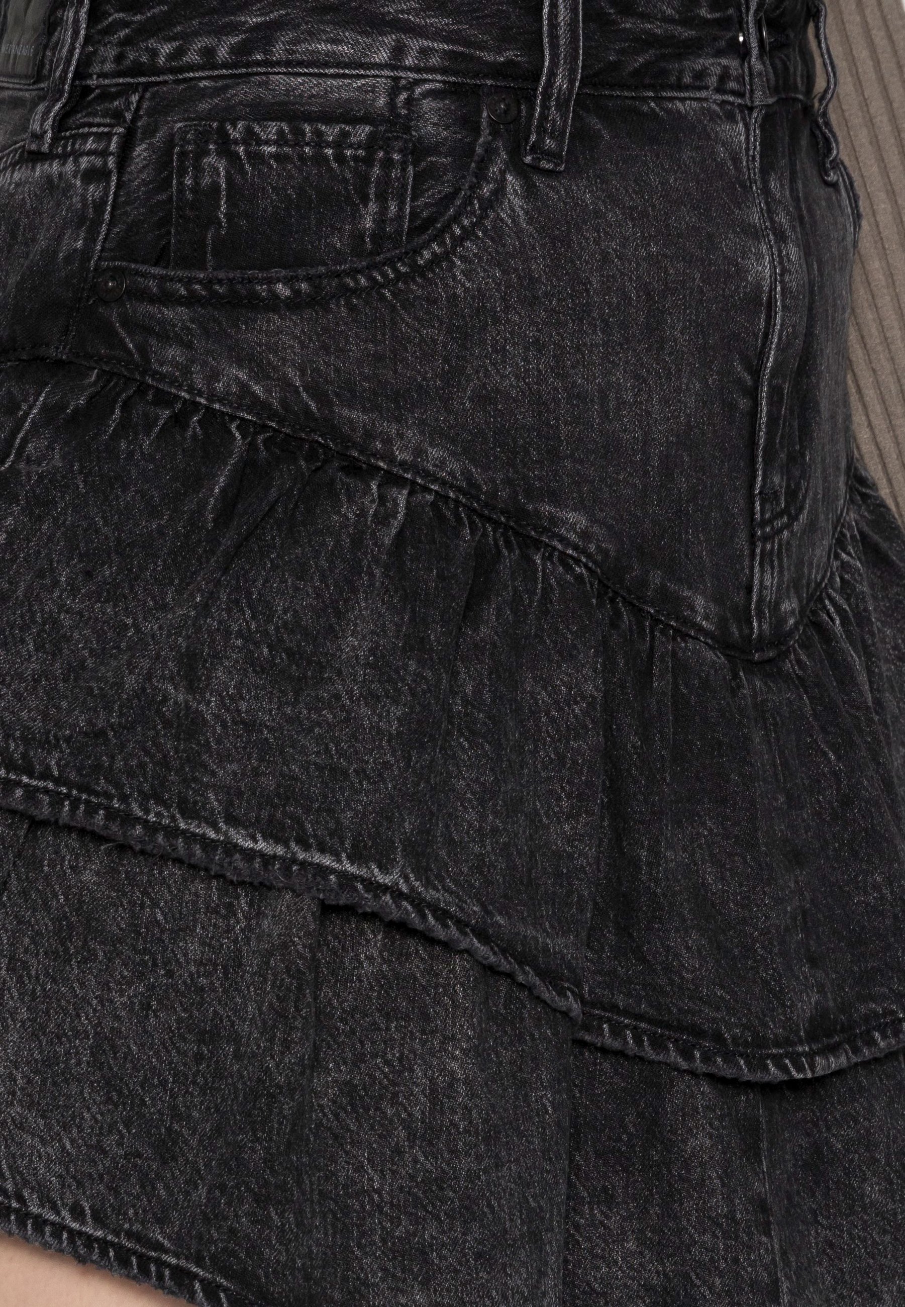 American Eagle DOUBLE TIER SKIRT - Falda acampanada - black/denim negro -  Zalando.es