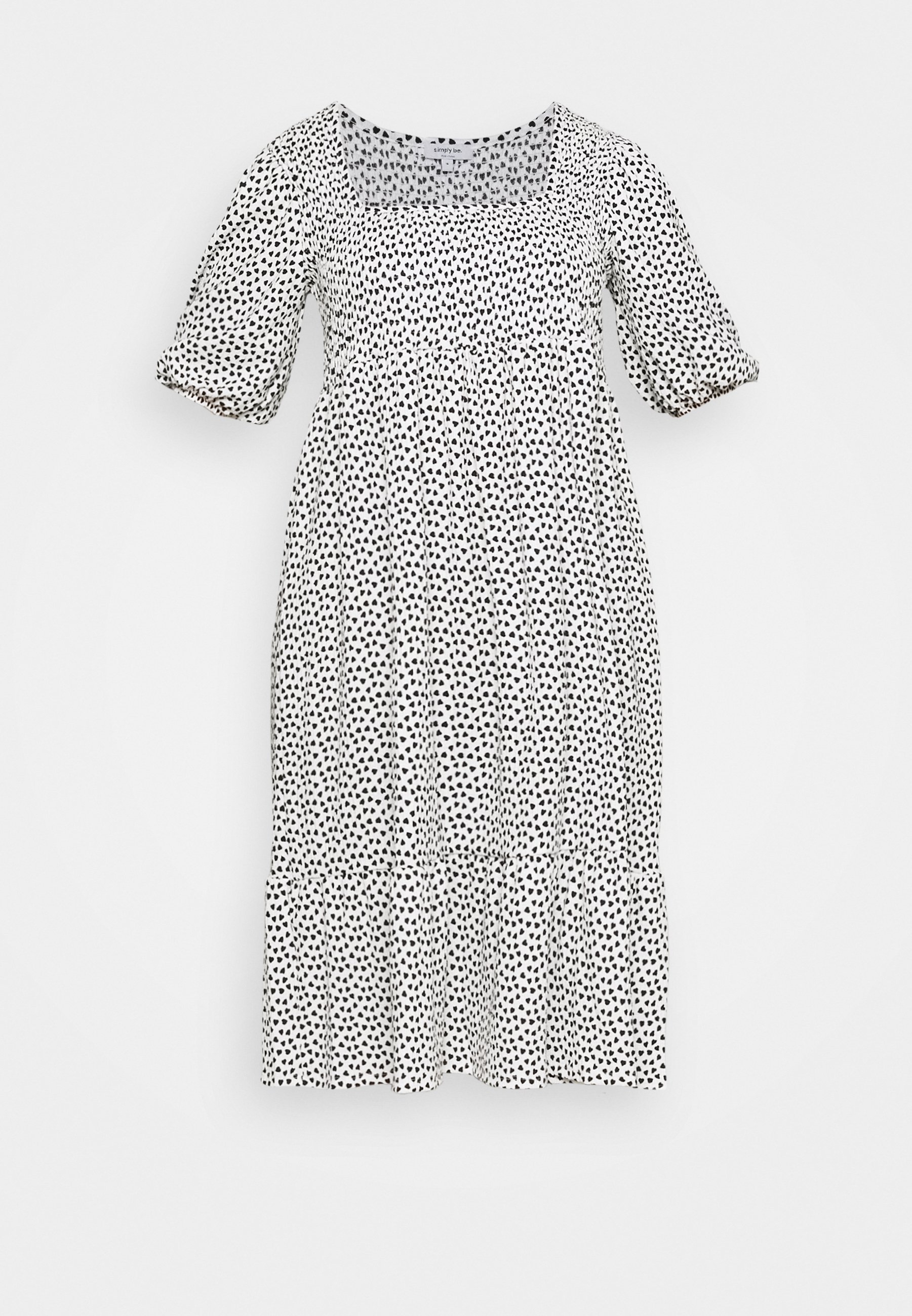 WAFFLE SQUARE NECK TIERED MIDI DRESS 