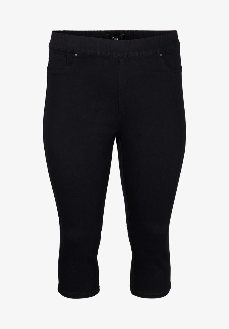 Melna, līdz ceļiem garuma legingi, izgatavoti no elastīga auduma. Iespējas ar platām elastīgām jostām un priekšējām kabatām ar mazām metāla detaļām.