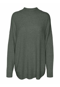 VMPLAZA HIGHNCK LONG PULLOVER - Strikkegenser - dark forest
