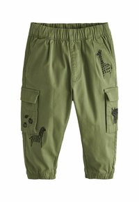 Next - STANDARD - Cargobroek - khaki green animals Miniatuurafbeelding 1