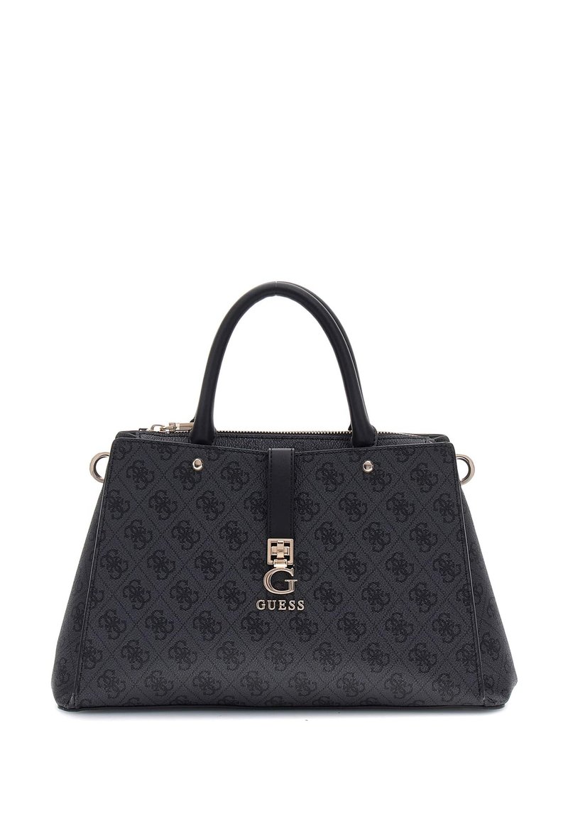 Borsa a tracolla nera con motivo, manici superiori doppi, dettaglio del logo dorato e chiusura con zip. Realizzata in materiale testurizzato con forma strutturata.