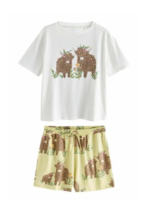 Next SHORT SLEEVE - REGULAR FIT  SET - Komplet pižame - cream green