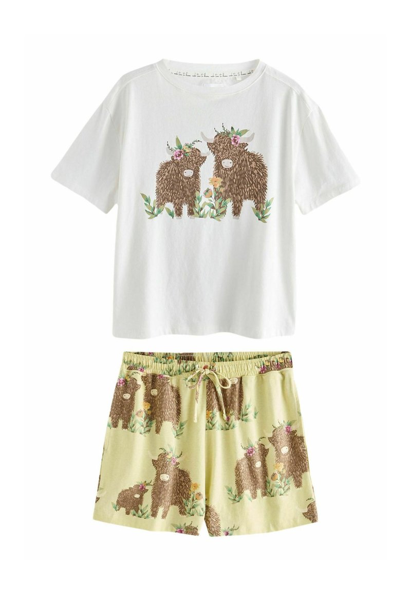 Next SHORT SLEEVE - REGULAR FIT  SET - Pyjama - cream green