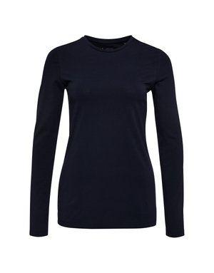 Marineblauwe longsleeve t-shirt van zachte stof, met een ronde halslijn, strakke pasvorm en zonder zichtbare patronen of accenten.
