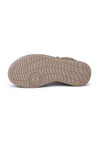 Light brown shoe sole with a textured, rubber design. Features circular branding in the center, size 37, and a deep tread pattern for traction.