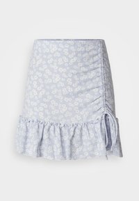 RUCHED FRILL MINI SKIRT - A-lõikeline seelik - baby blue ditsy