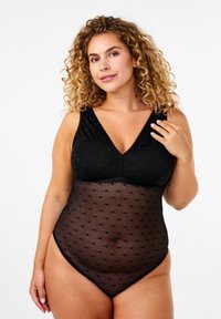 Devoted By Zizzi MIT GEPUNKTETEM NETZ UND ABNEHMBAREN PADS - Body / Bodystocking - black