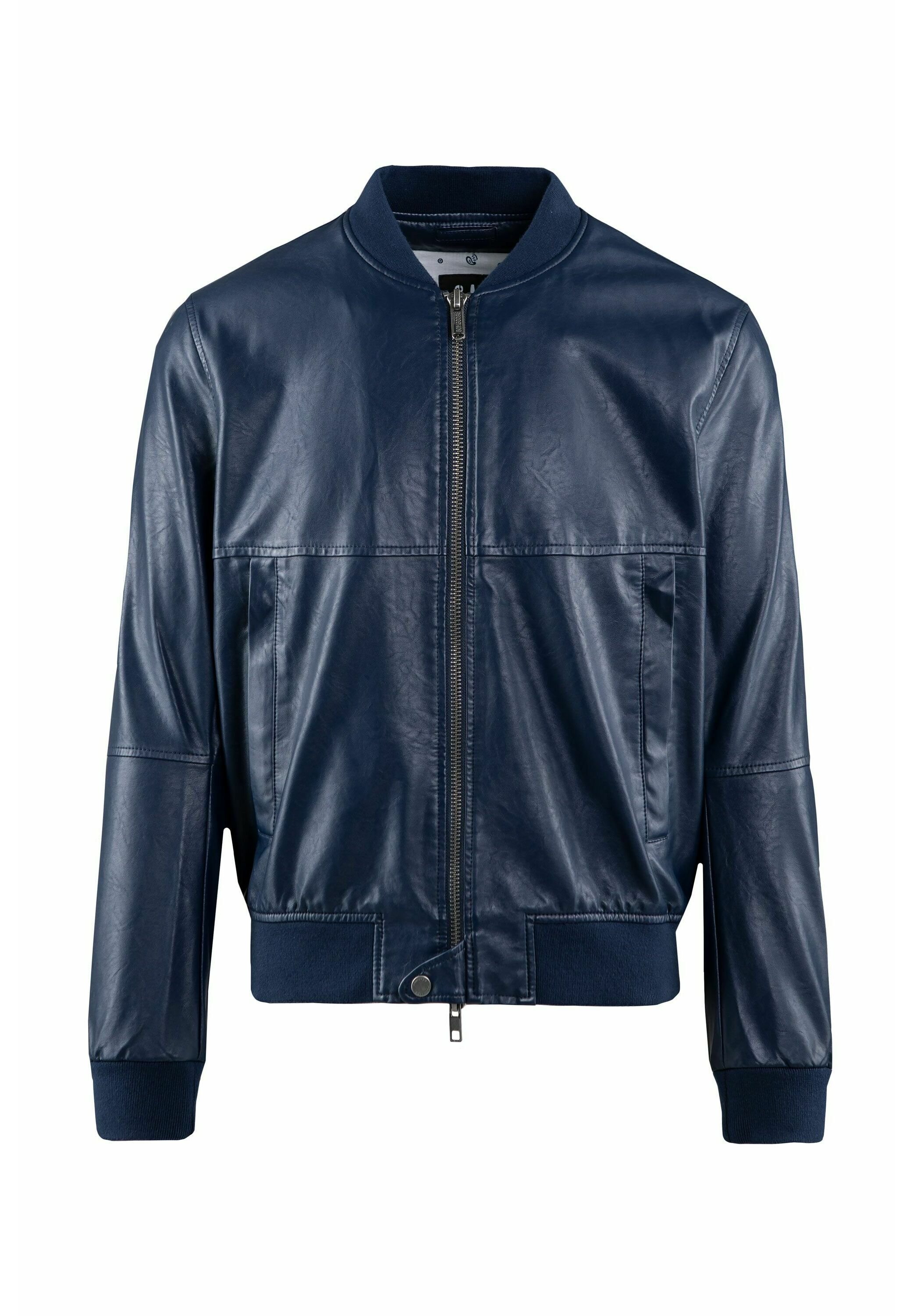 navy leather look jacket