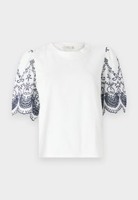 JDYOMA BRODERIE ANGLAISE - T-shirt con stampa - cloud dancer/black iris