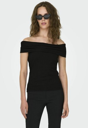 JDY NORMAL GESCHNITTEN SCHULTERFREI - T-shirt med print - black
