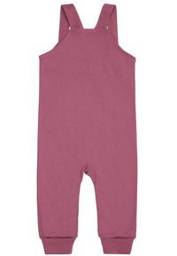 Tutina rosa senza maniche con spalline regolabili, gambe affusolate e orli alla caviglia risvoltati, realizzata in tessuto morbido e elasticizzato.