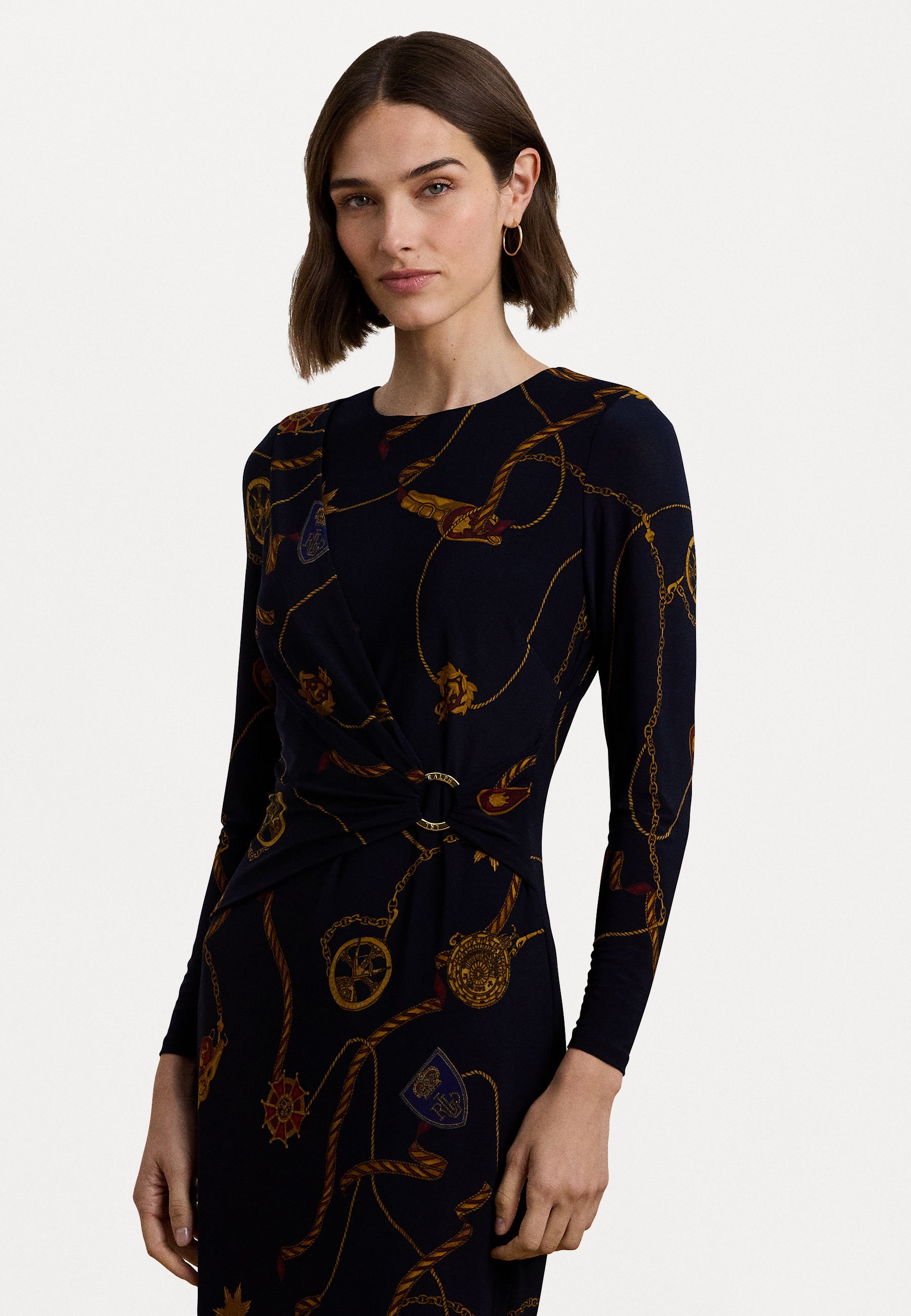 Lauren Ralph Lauren PRINT JERSEY THREE QUARTER SLEEVE DRESS - Jersey dress  - navy multi/dark blue - Zalando.ie