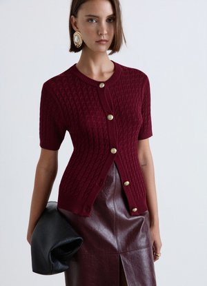 Calliope, MAGLIA TINTA UNITA - Cardigan - bordeaux