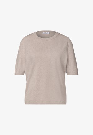 Street One, High-rise barrel leg jeans in a loose fit - T-shirt basic - clay sand mel