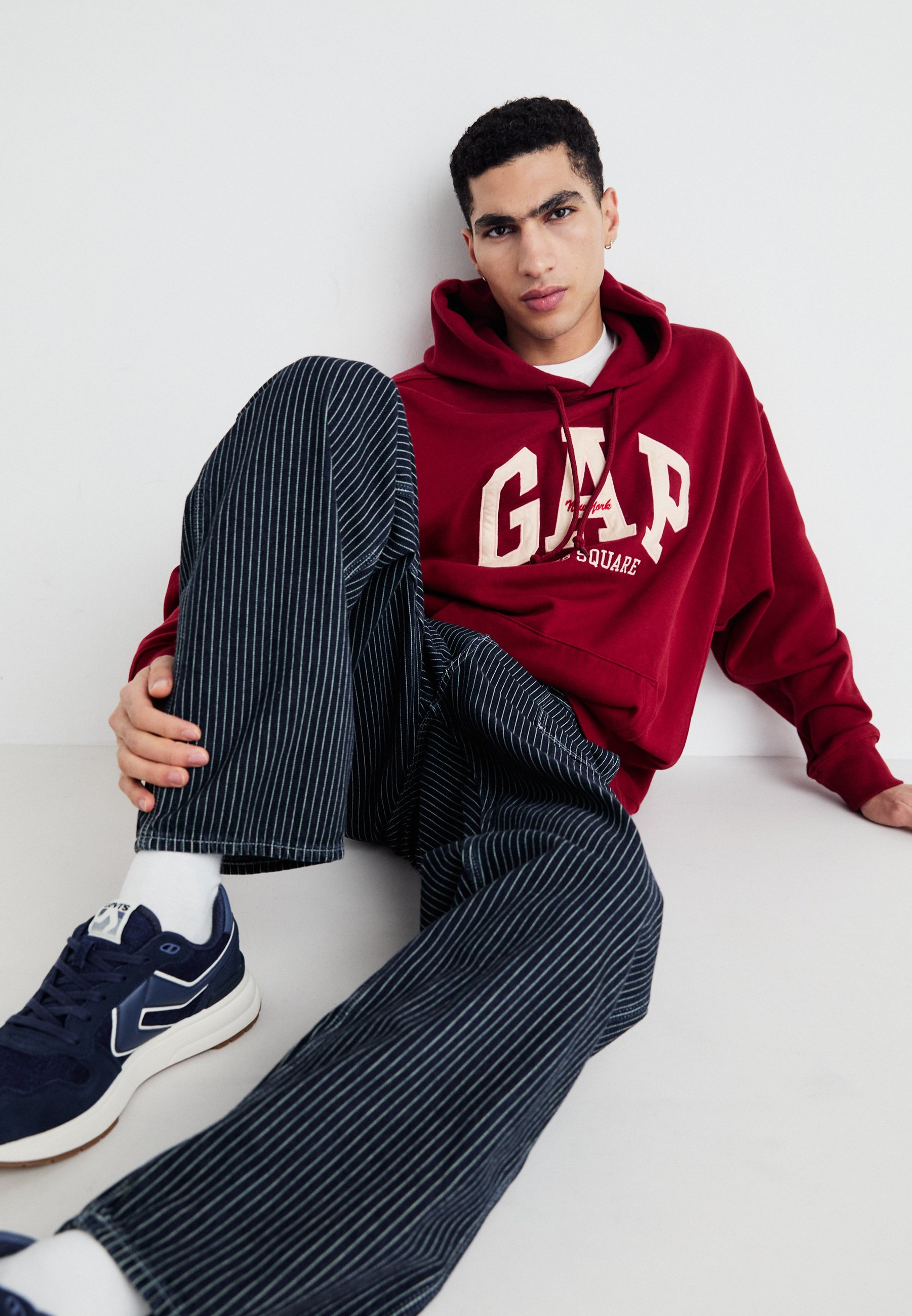 GAP BAGGY CARPENTER PANT - Baggy Jeans - navy pinstripe/dark blue