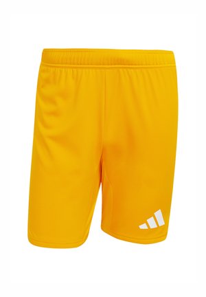 Pantaloni sportivi gialli con vita elastica, realizzati in tessuto morbido, con un logo bianco del marchio sul lato sinistro in basso.