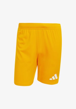 Pantaloni sportivi gialli con vita elastica, realizzati in tessuto morbido, con un logo bianco del marchio sul lato sinistro in basso.