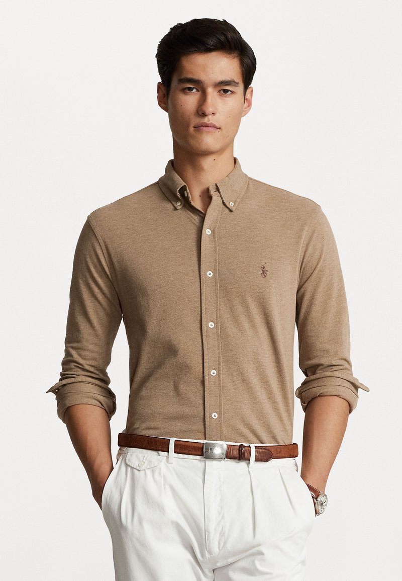 Polo Ralph Lauren - FEATHERWEIGHT MESH SHIRT - Camicia - dark taupe heather, Ingrandire