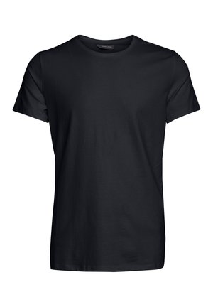 T-shirt nera a maniche corte realizzata in cotone morbido, con scollo rotondo e texture liscia, senza motivi o accenti aggiuntivi.