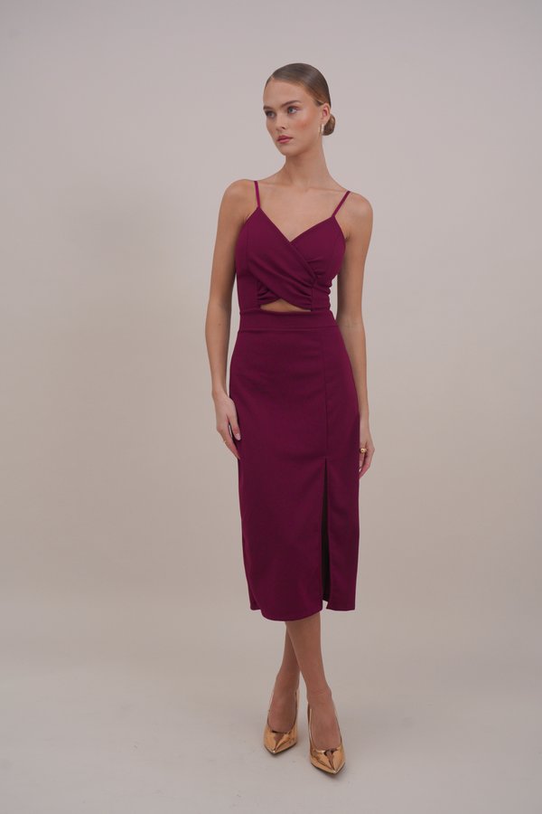 TINA CUT OUT DRESS - Cocktail dress / Party dress - aubergine