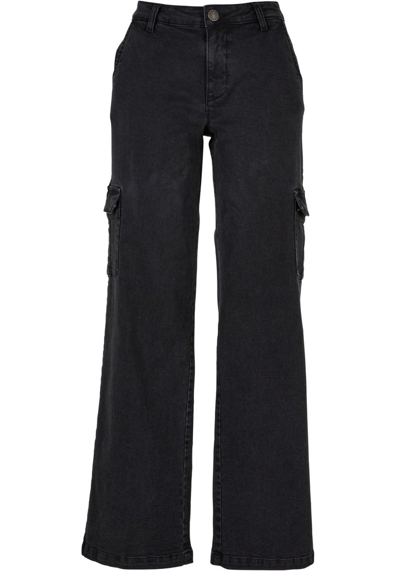 Urban Classics HIGH WAIST Flared Jeans black washed/schwarz meliert