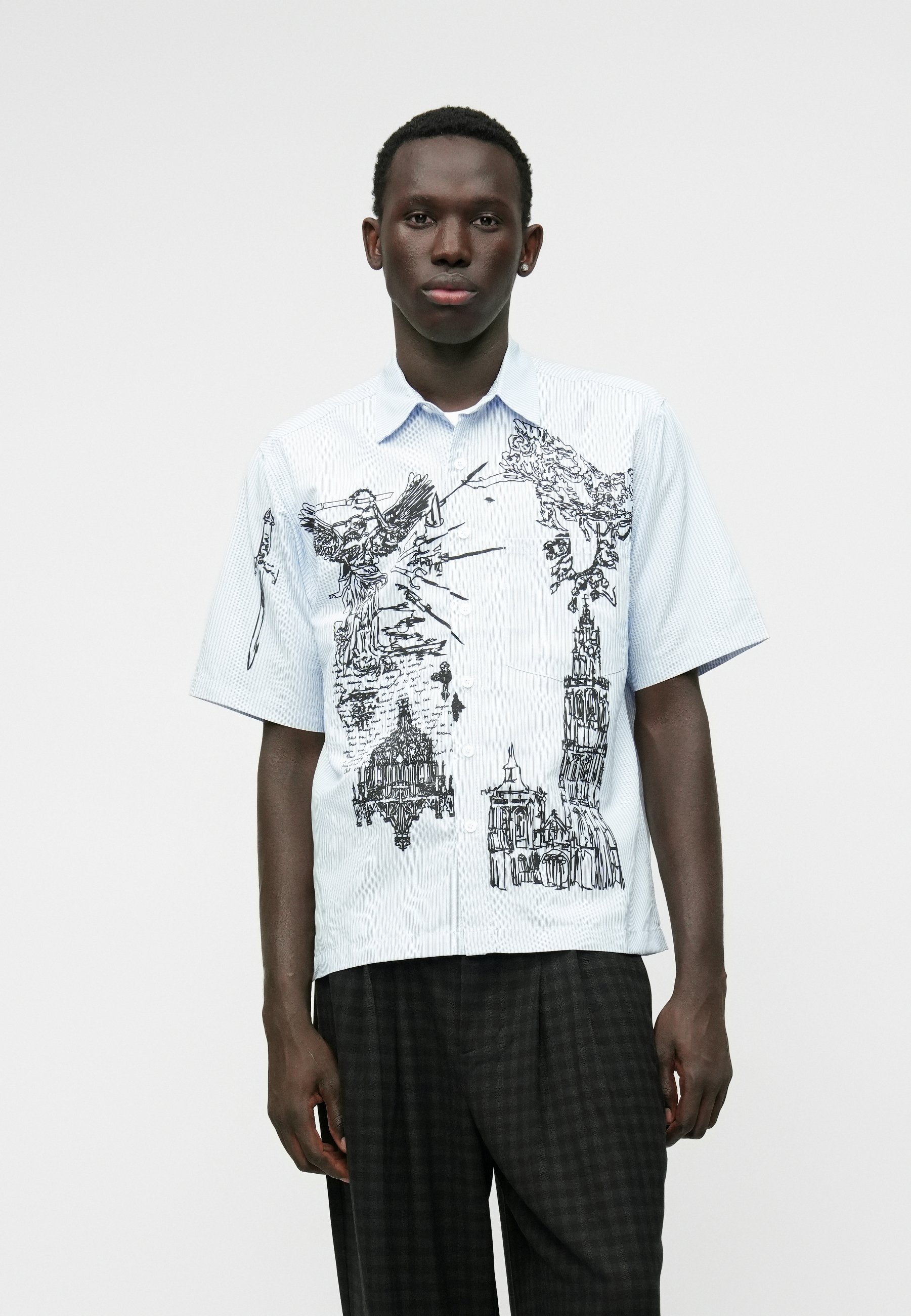 Jaded London SKETCH TATTOO PINSTRIPE SHIRT - Shirt - multi