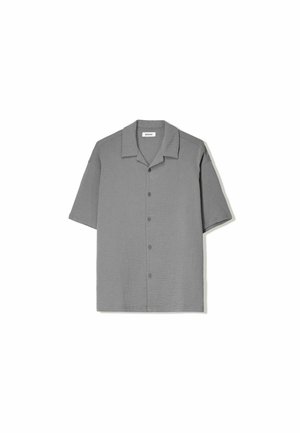 Bershka SHORT SLEEVE CREPE  - Camicia - mottled dark grey
