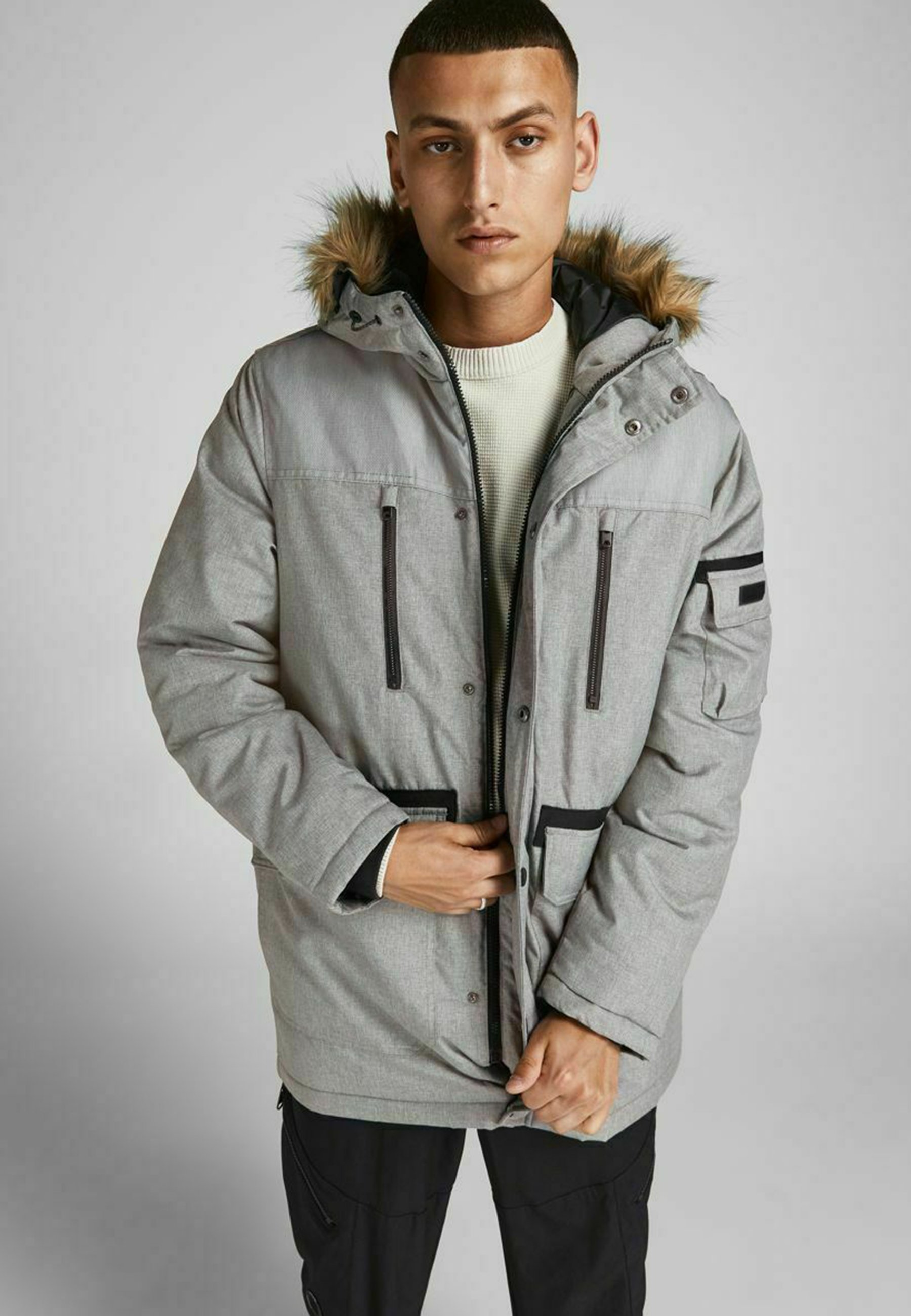 light grey winter jacket