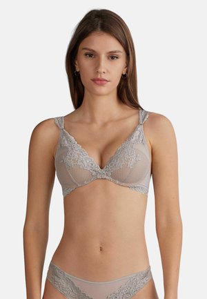 GIORGIA PRETTY FLOWERS - Triangle bra - pale grey