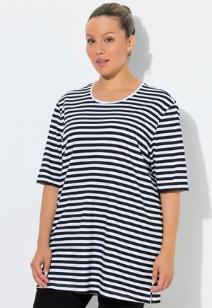 STRIPED CREW NECK TEE - T-Shirt print - black