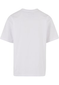 T-shirt en coton blanc, manches courtes, col rond, design uni, coupe décontractée, sans graphismes ni motifs visibles. Vue arrière affichée.