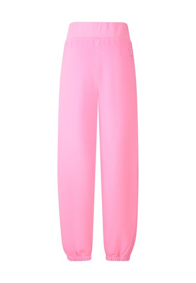 Rosa Jogginghosen mit elastischem Bund und lockerer Passform, ausgestattet mit schmal zulaufenden Bündchen und einer glatten Textur, konzipiert für Komfort und Beweglichkeit.