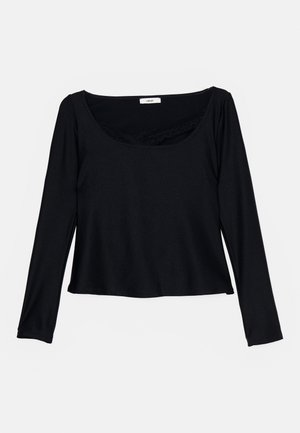 WIDE NECK LONG SLEEVE FITTED - Maglietta a manica lunga - black