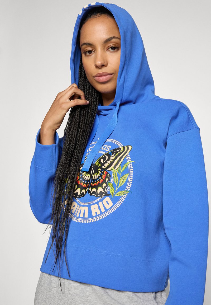Sweat à Capuche Cropped Forever 21 - Bleu Tie Dye, Coton, Taille L Femme - Idéal Casual