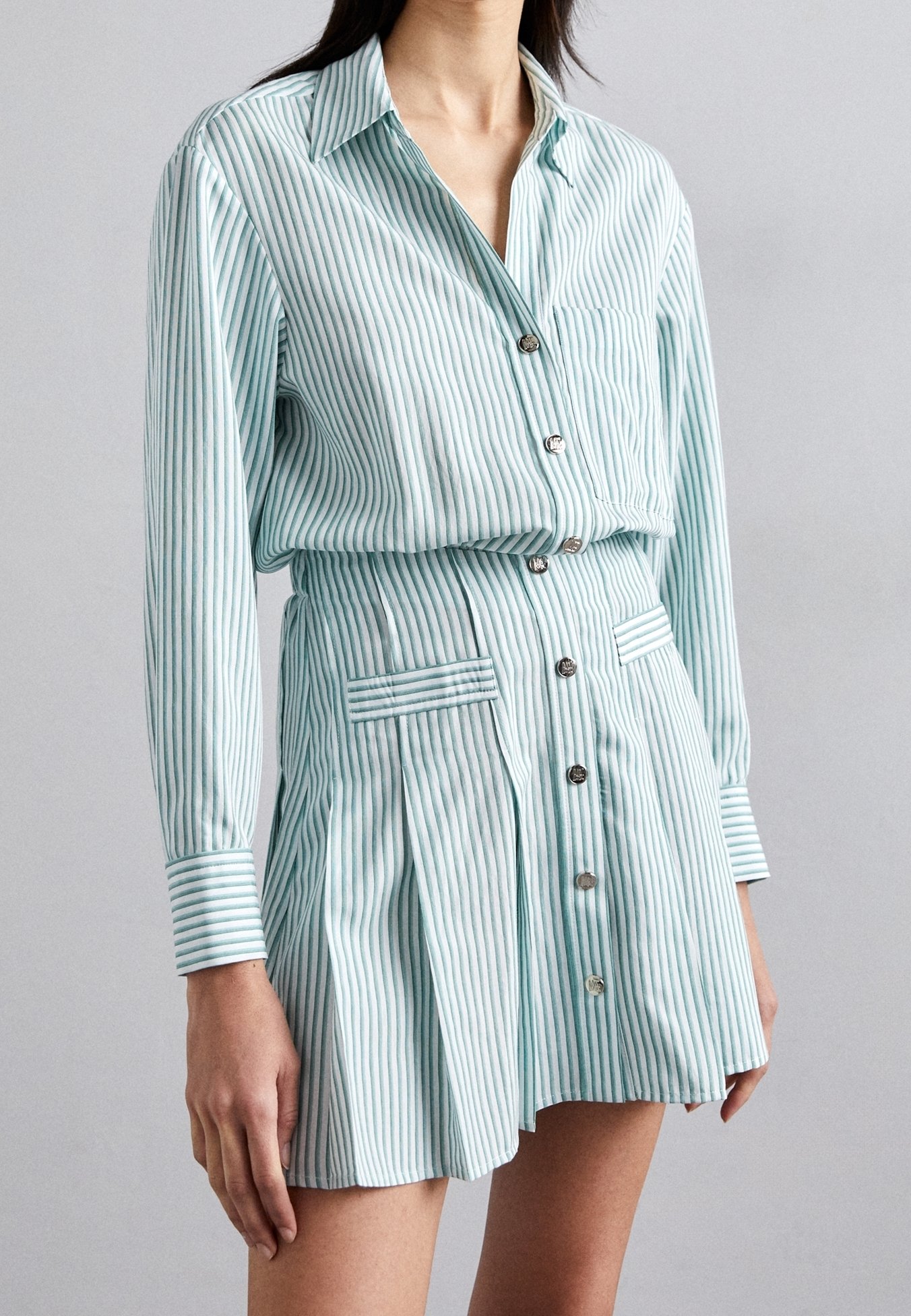 maje long striped shirt dress Maje Long Striped Shirt Dress