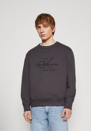 Calvin Klein Jeans MONOLOGO CREW NECK - Sweatshirt - washed black