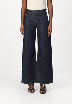KARL LAGERFELD COATED WIDE LEG PANTS - Wide Leg - dark blue denim