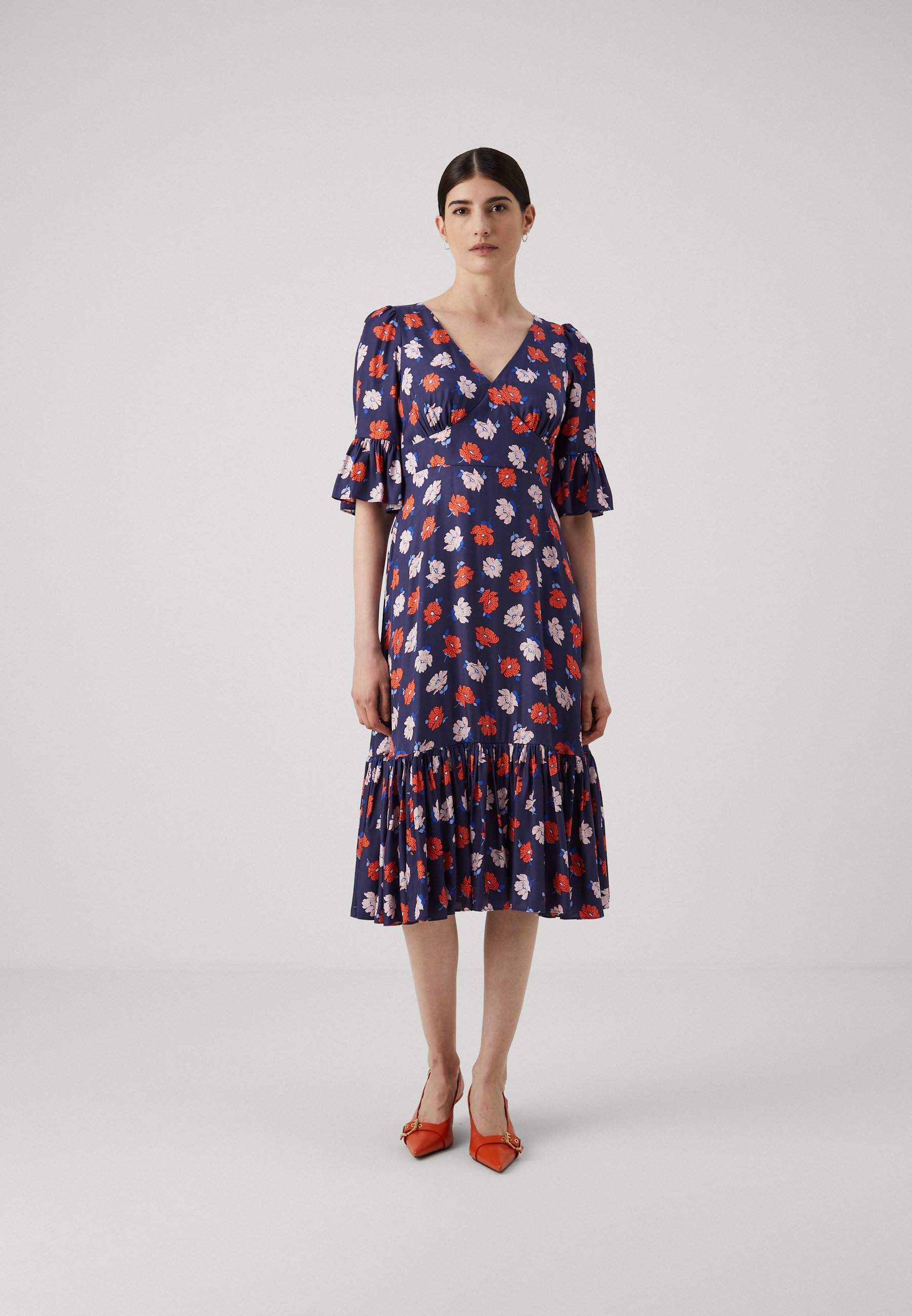 kate spade new york DOTTY FLORAL FLOUNCE DRESS - Day dress