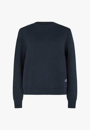 Námořnická mikina vyrobená z měkké látky, s kulatým výstřihem, žebrovanými manžetami a malým logem na spodní straně.