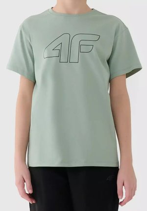 4F, 4F T-SHIRT OVERSIZE Z NADRUKIEM CHŁOPIĘCY - NIEBIESKI 122 (6-7 LAT) - T-shirt imprimé - green